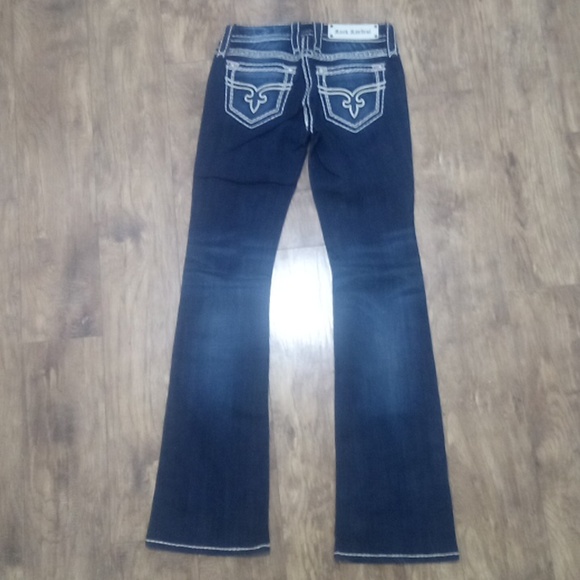 Rock Revival NWOT Women's 26 Pamela Embellished Embroidered Dark Fade Boot Cut - Picture 4 of 7